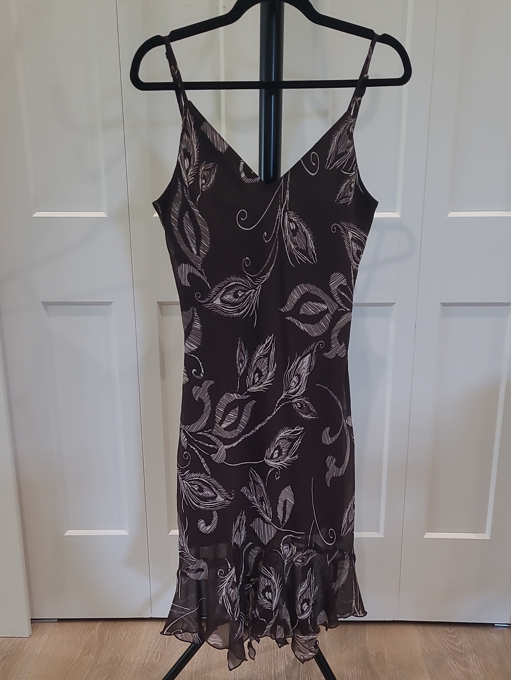 mandee Dark Brown Floral Midi Slip Dress